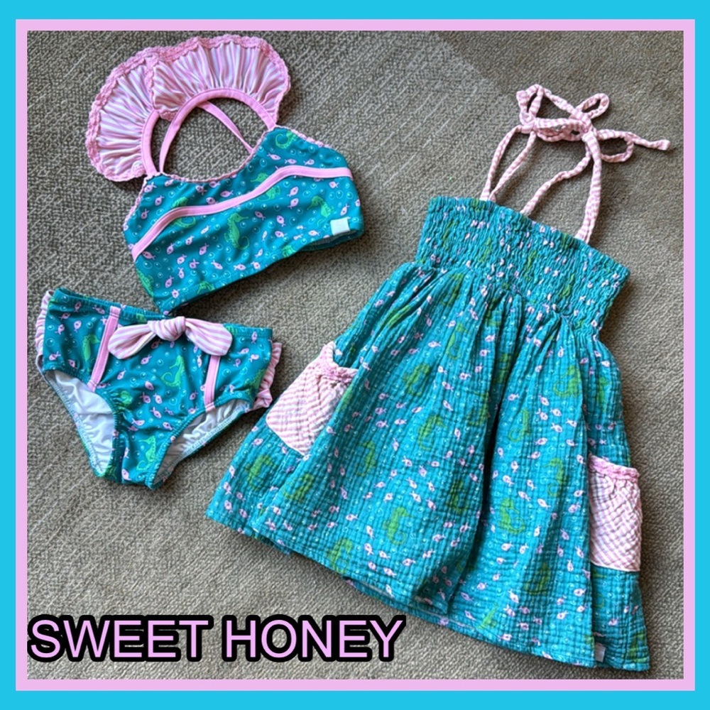 SweetHoney Teal and Pink Kids Casual Dress Set